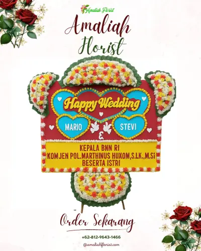 Karangan Papan Bunga Pernikahan di Silangjana